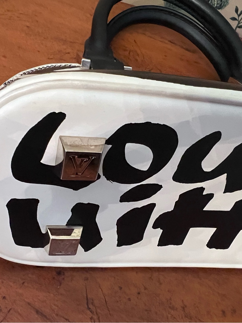 Louis Vuitton White & Black Graffiti Speedy Alma Satchel - Picture 11 of 16